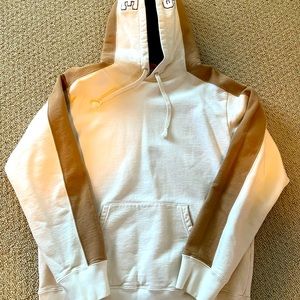 Supreme Paneled Hooded Sweatshirt - size Medium - color Creme and Tan